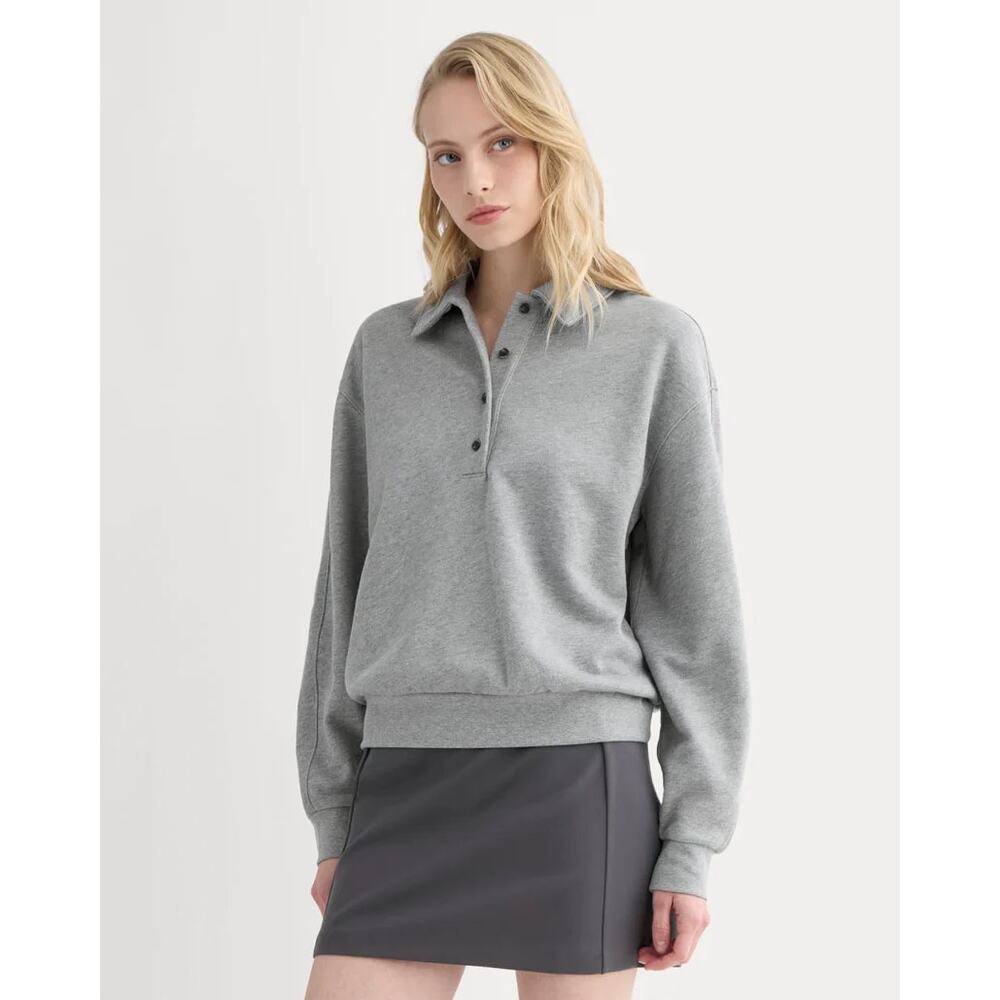 NWT Everlane Lightweight Terry Polo Sweatshirt Vintage Heather Grey Women's M